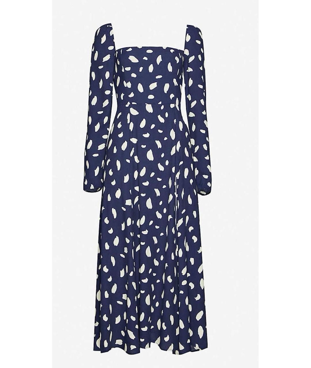 REFORMATION Темно-синее вискозное повседневное платье, фото 9