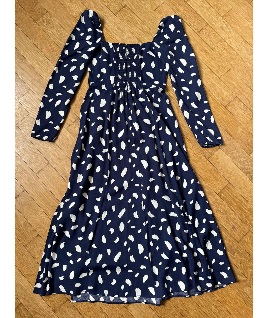 REFORMATION Темно-синее вискозное повседневное платье, фото 2