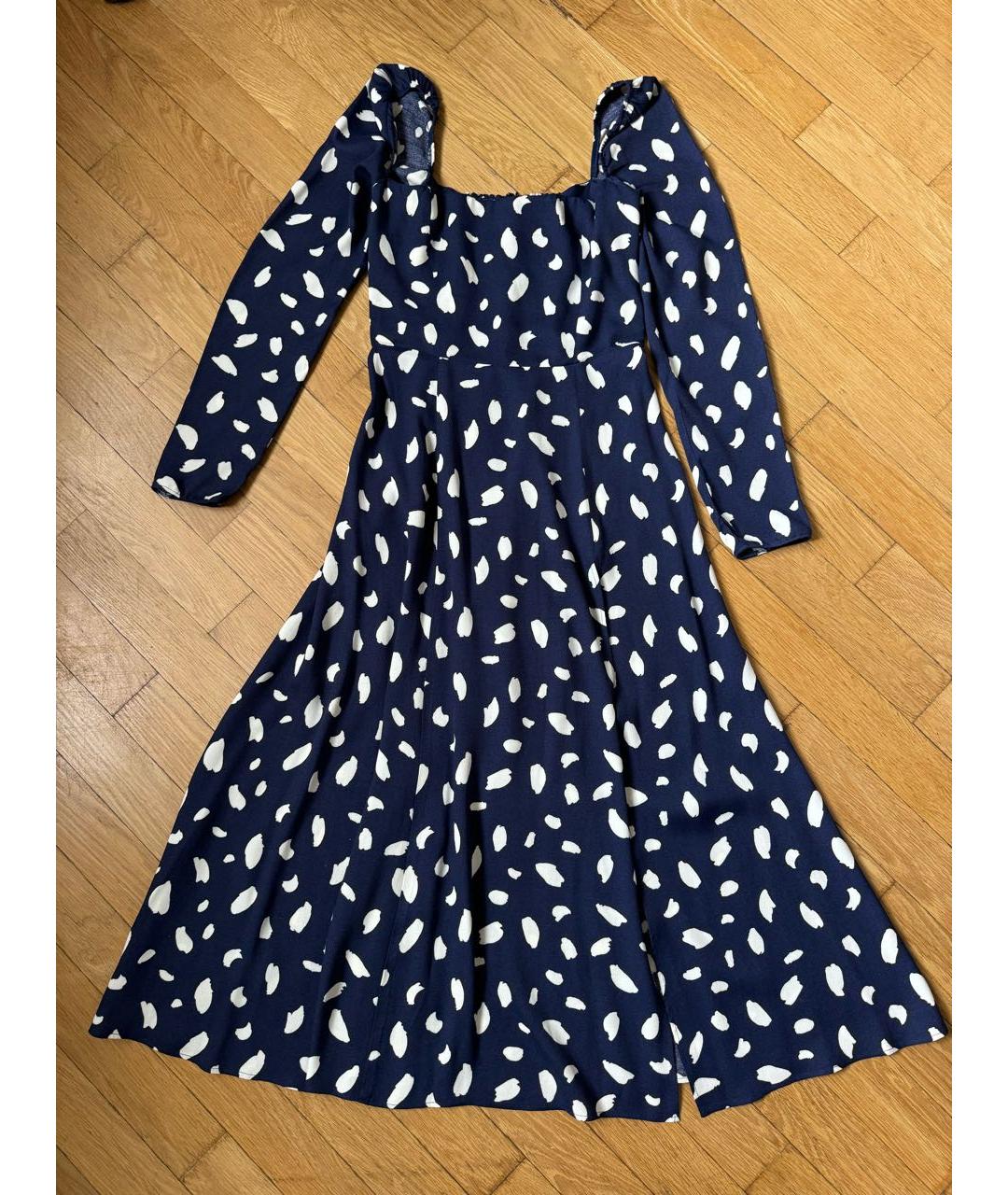 REFORMATION Темно-синее вискозное повседневное платье, фото 3