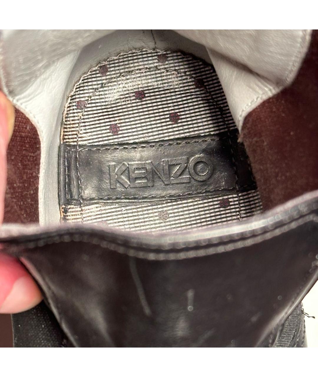 KENZO Черные кожаные высокие ботинки, фото 6