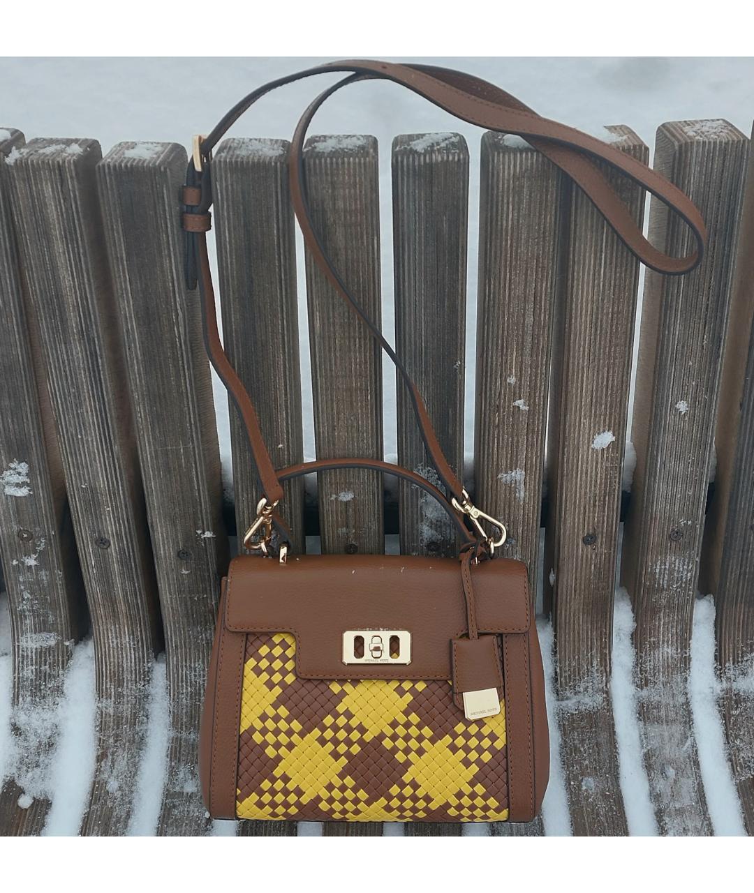 MICHAEL KORS Коричневая кожаная сумка через плечо, фото 8