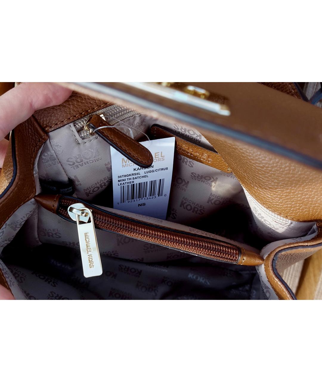 MICHAEL KORS Коричневая кожаная сумка через плечо, фото 5