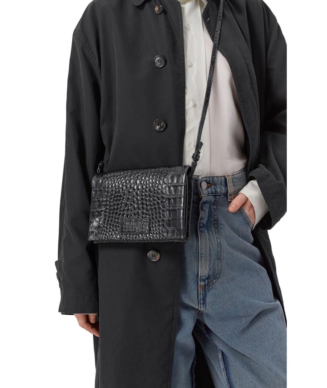 MM6 MAISON MARGIELA Черная кожаная сумка через плечо, фото 2