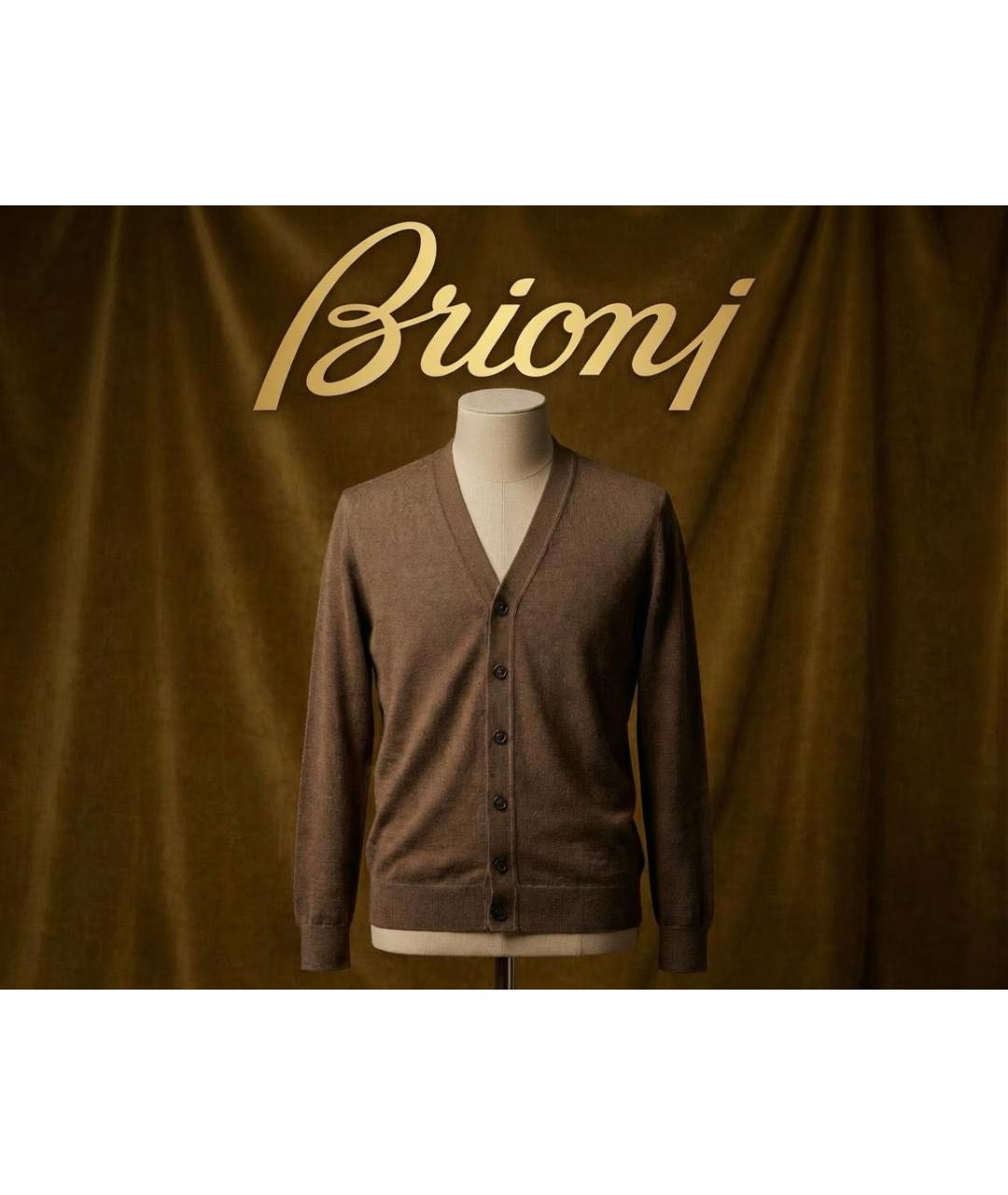 BRIONI Коричневый шерстяной кардиган, фото 3