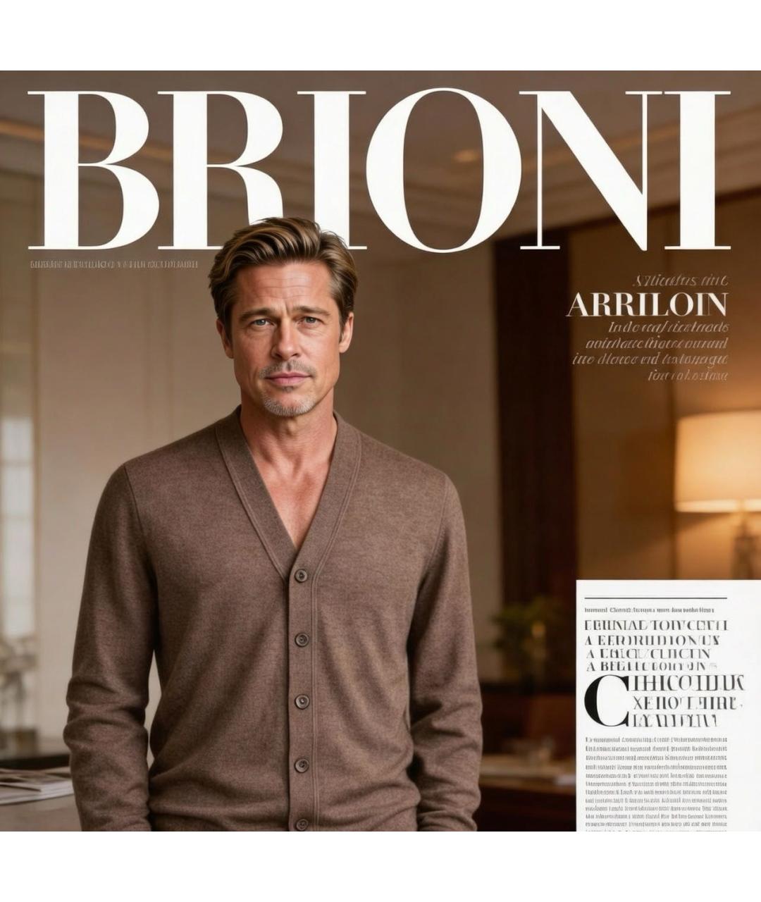 BRIONI Коричневый шерстяной кардиган, фото 2