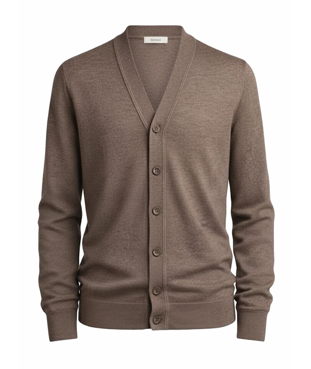 BRIONI Коричневый шерстяной кардиган, фото 1