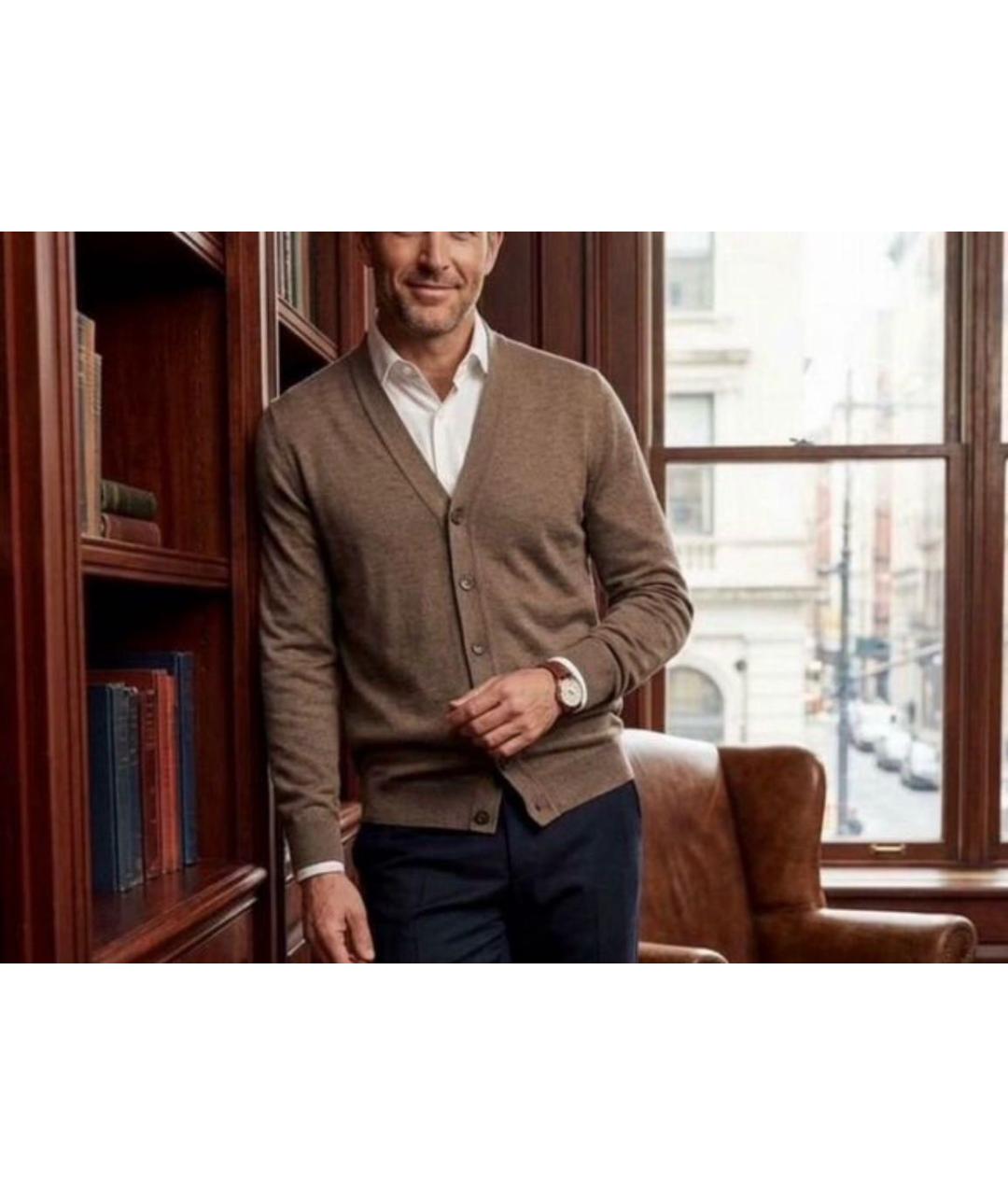 BRIONI Коричневый шерстяной кардиган, фото 8