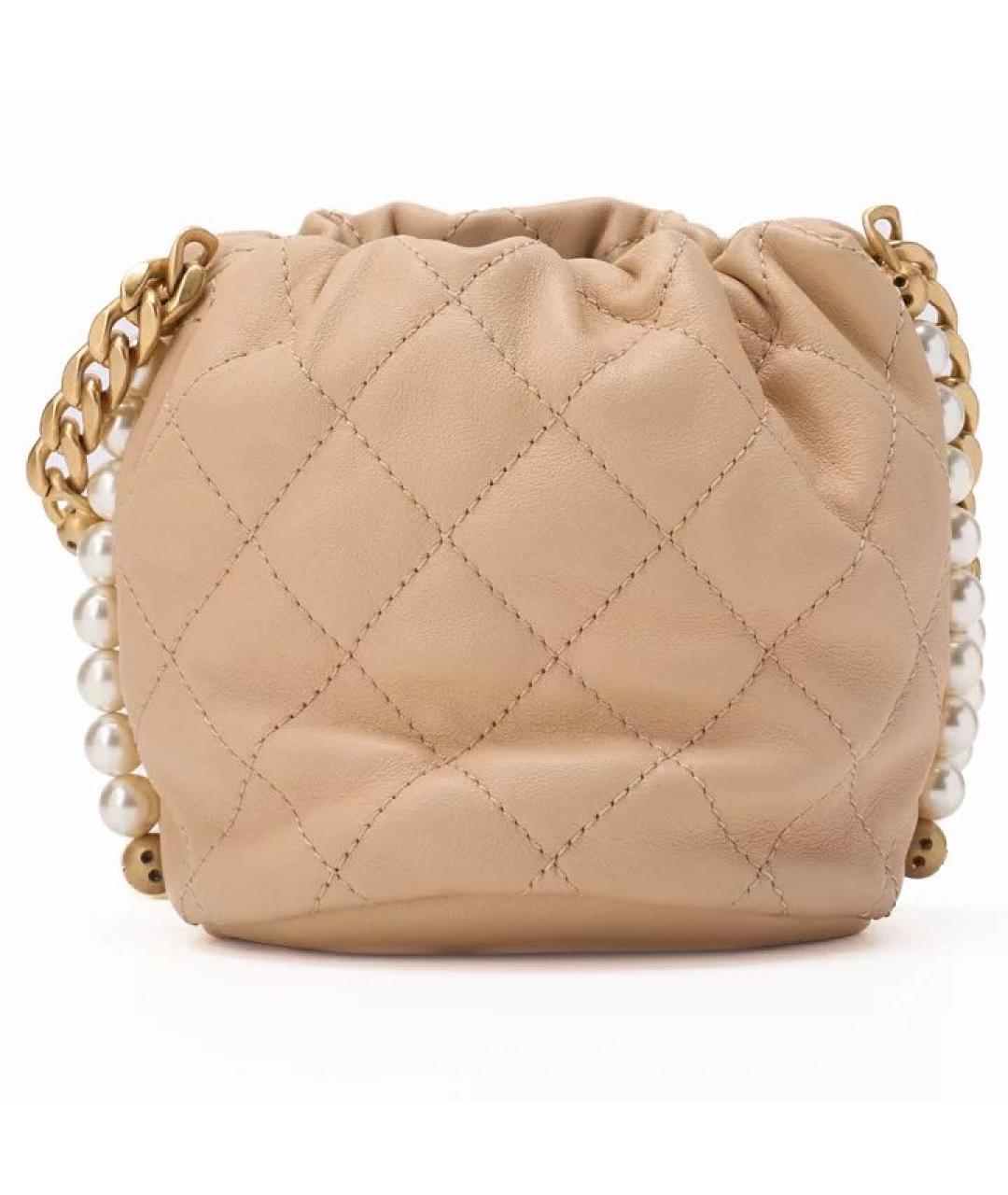 CHANEL Бежевая кожаная сумка через плечо, фото 4