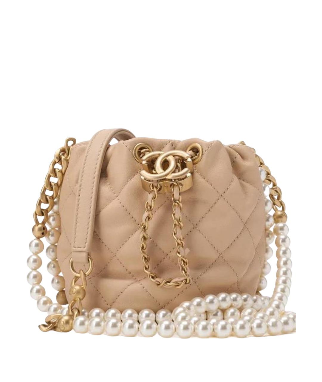 CHANEL Бежевая кожаная сумка через плечо, фото 1