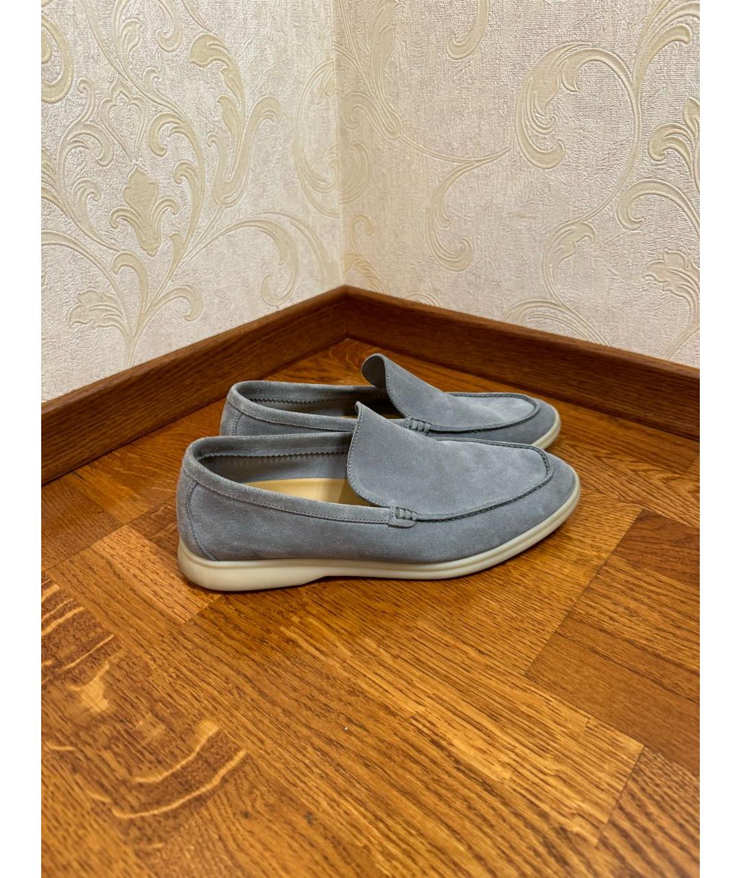LORO PIANA Серые замшевые лоферы, фото 6