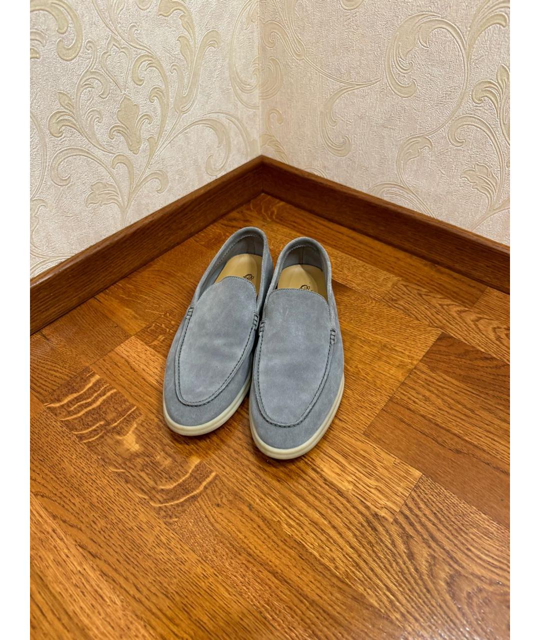 LORO PIANA Серые замшевые лоферы, фото 2