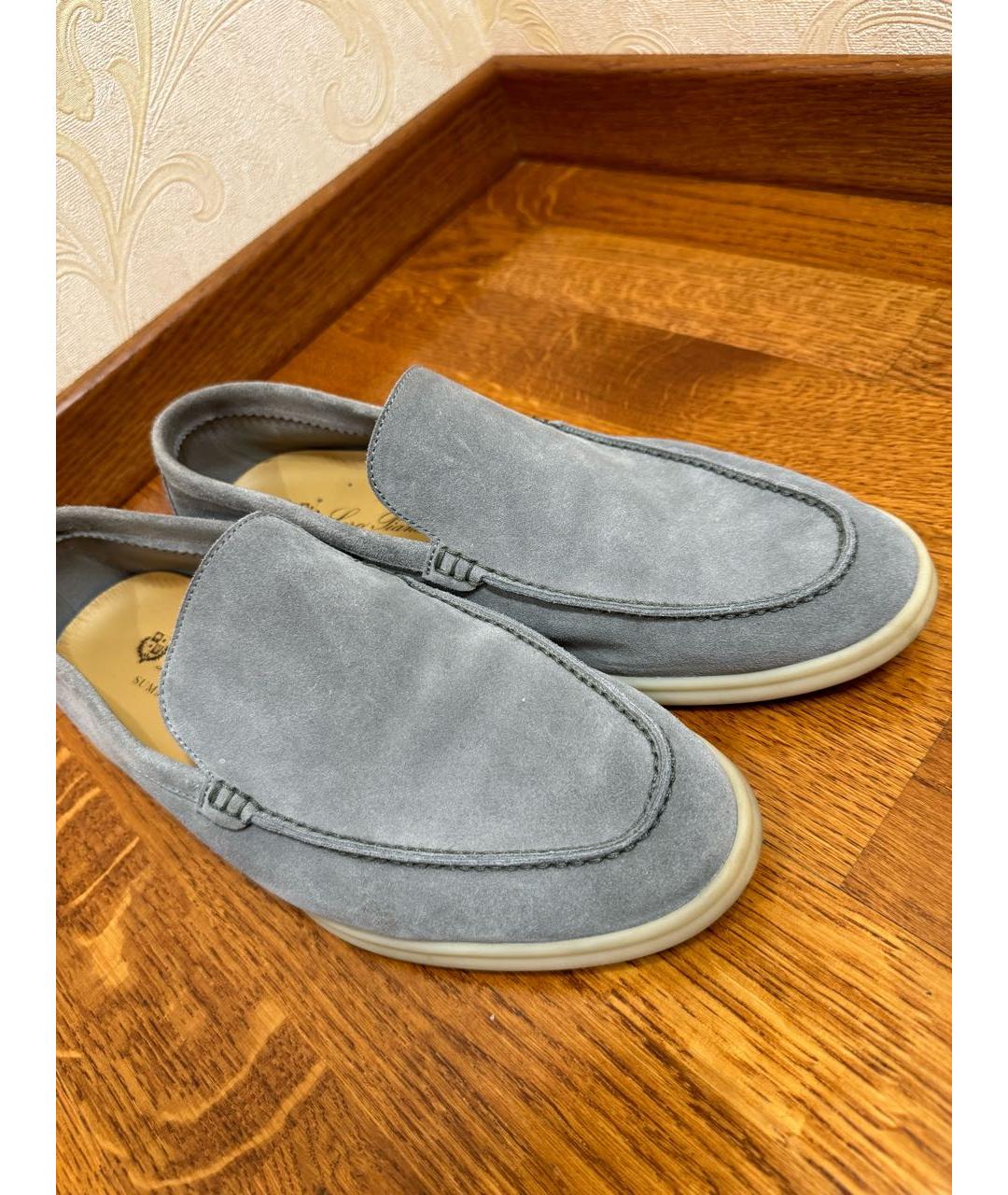 LORO PIANA Серые замшевые лоферы, фото 3