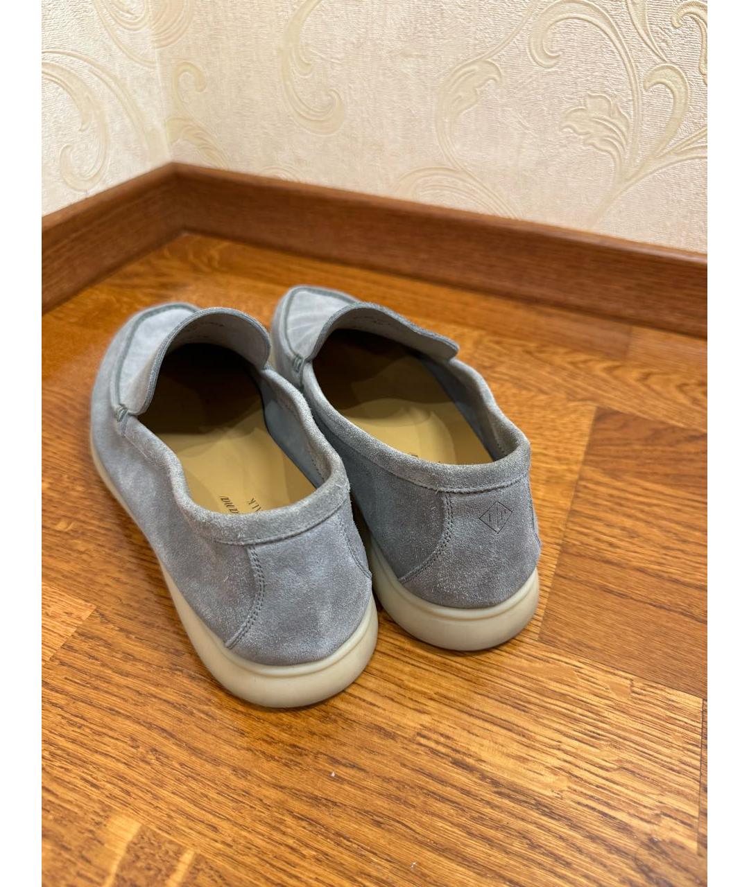 LORO PIANA Серые замшевые лоферы, фото 4