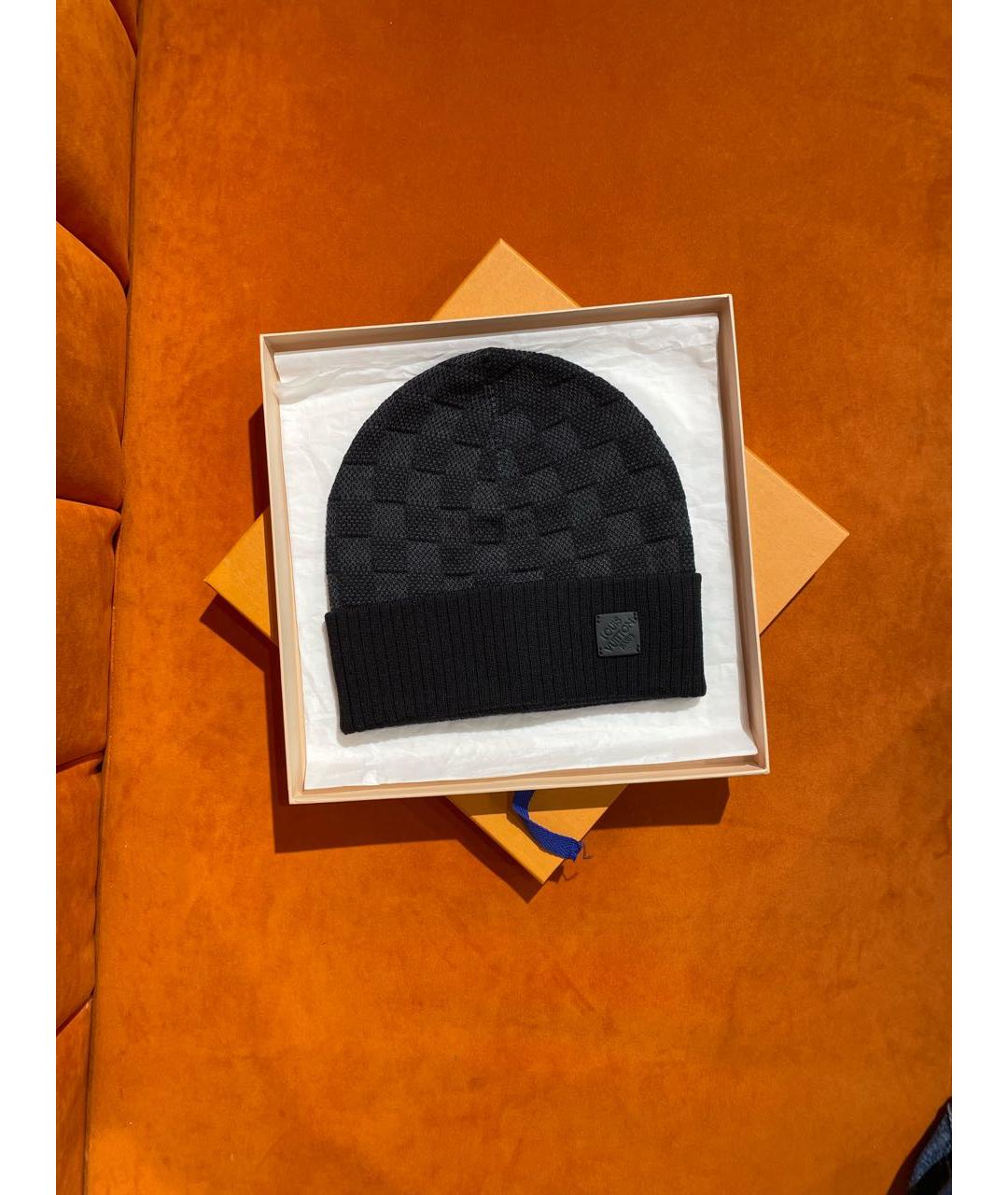 LOUIS VUITTON Черная шерстяная шапка, фото 4