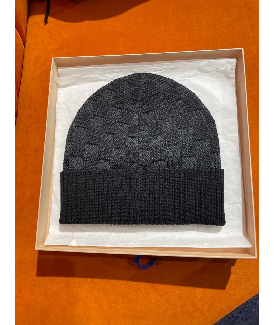 LOUIS VUITTON Черная шерстяная шапка, фото 2