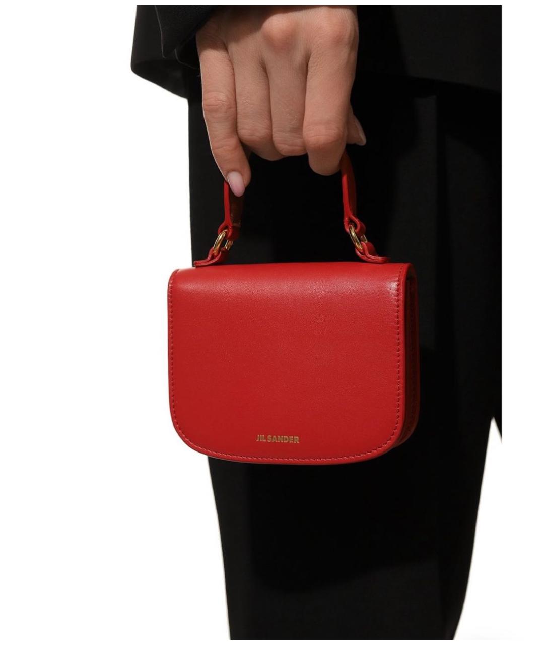 JIL SANDER Красная кожаная сумка с короткими ручками, фото 6