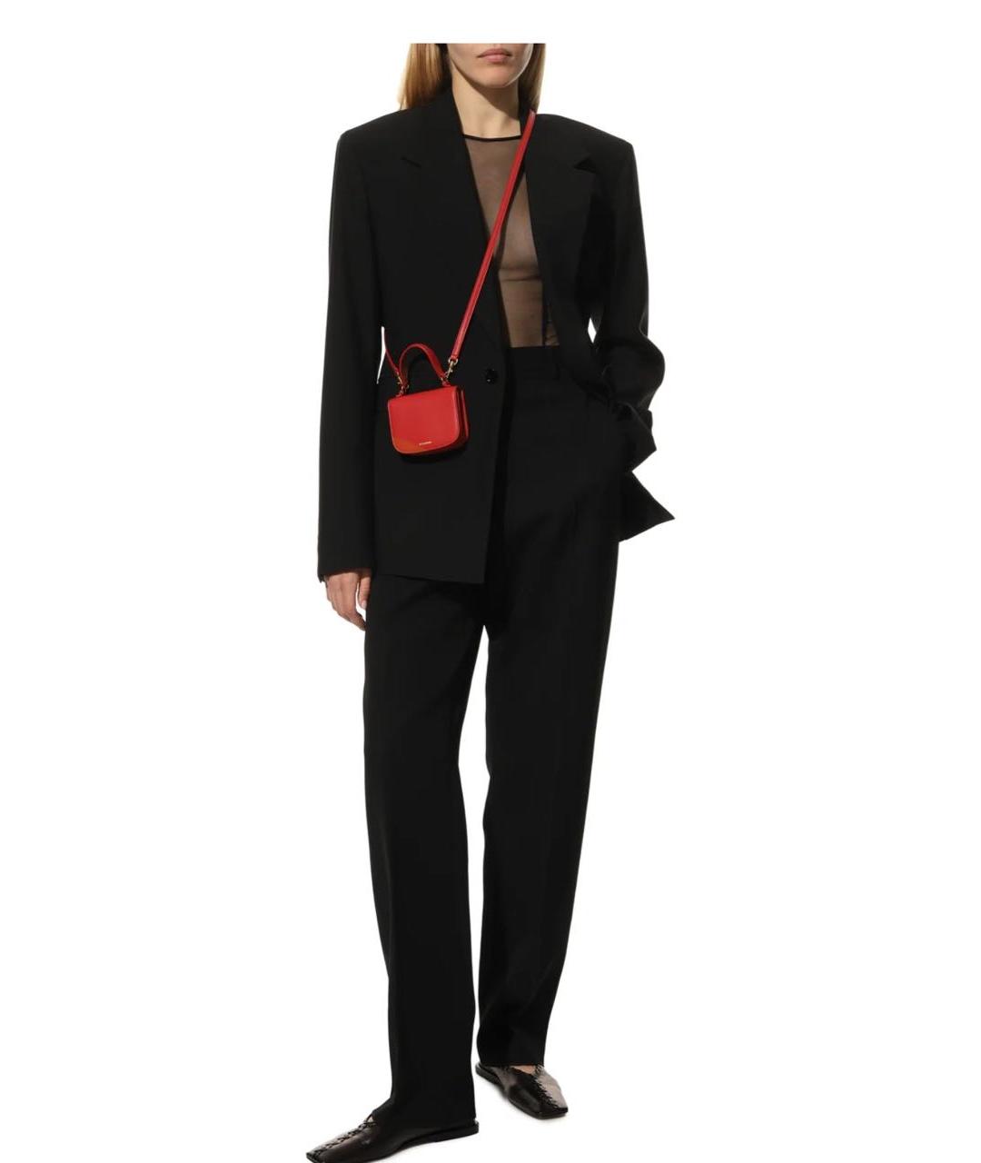 JIL SANDER Красная кожаная сумка с короткими ручками, фото 7