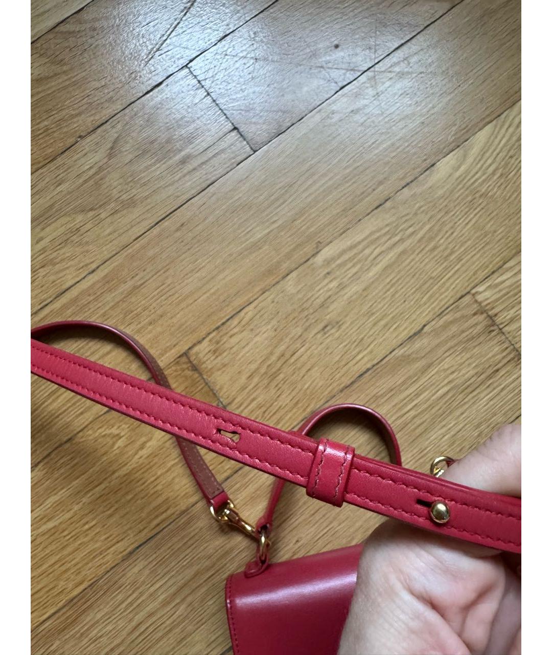 JIL SANDER Красная кожаная сумка с короткими ручками, фото 4