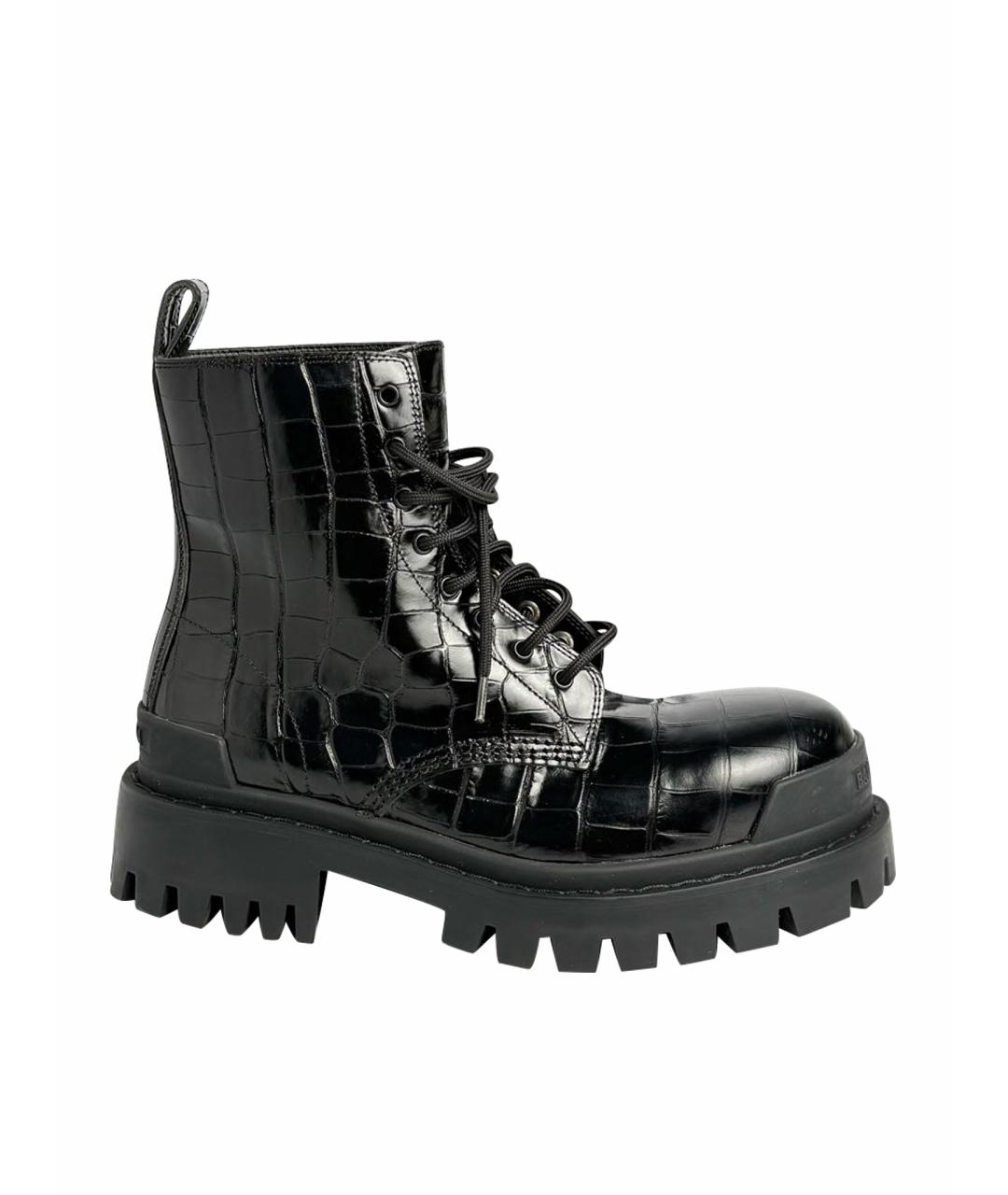 BALENCIAGA Черные кожаные ботинки, фото 1