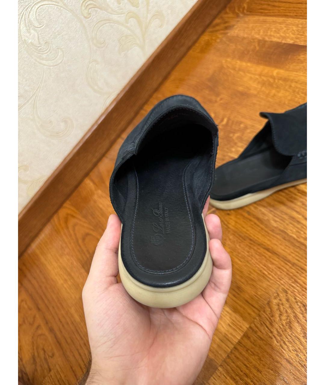 LORO PIANA Черные замшевые лоферы, фото 4