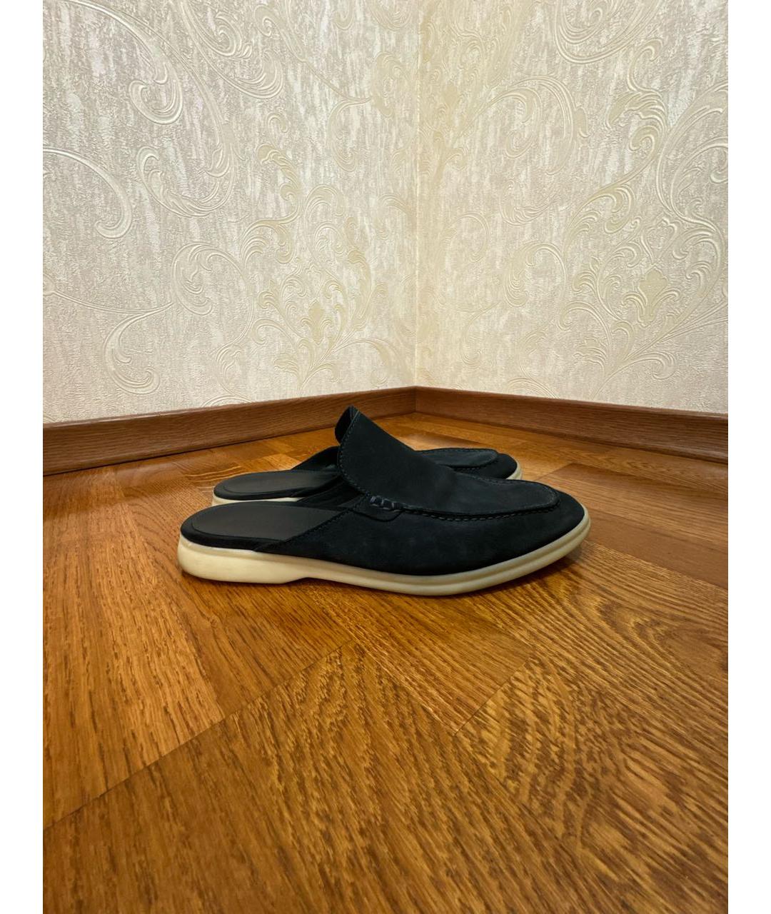 LORO PIANA Черные замшевые лоферы, фото 6
