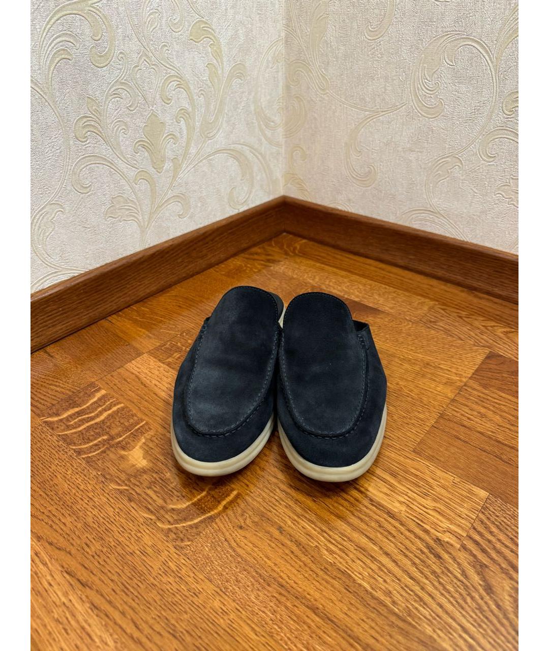 LORO PIANA Черные замшевые лоферы, фото 3