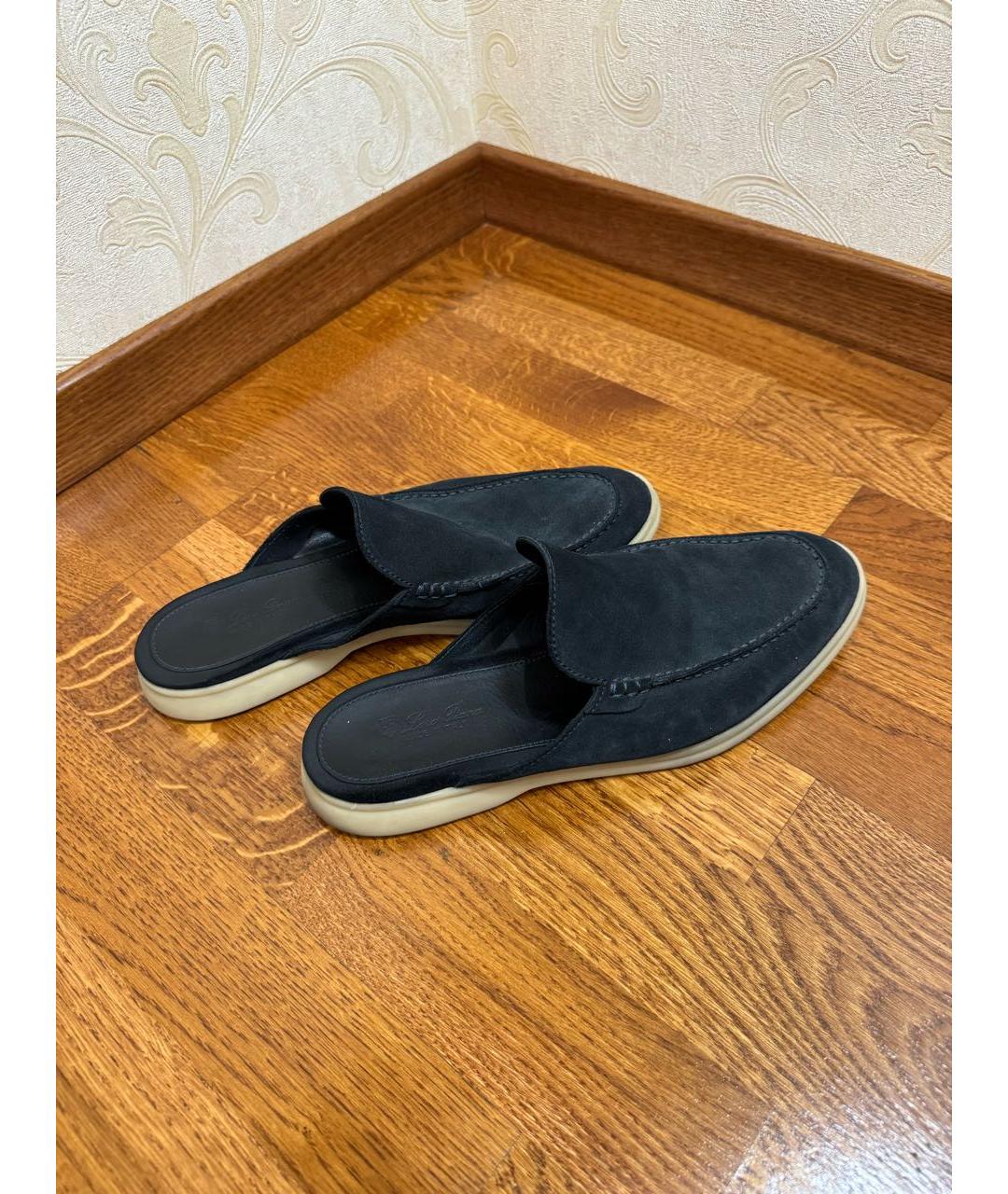 LORO PIANA Черные замшевые лоферы, фото 2