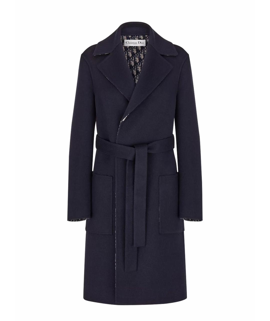 CHRISTIAN DIOR Темно-синее шерстяное пальто, фото 1