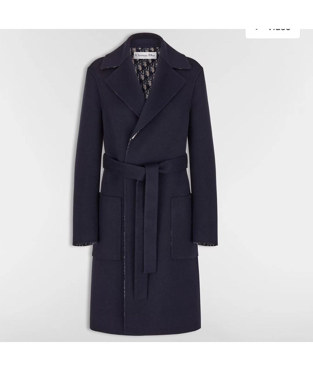 CHRISTIAN DIOR Темно-синее шерстяное пальто, фото 4