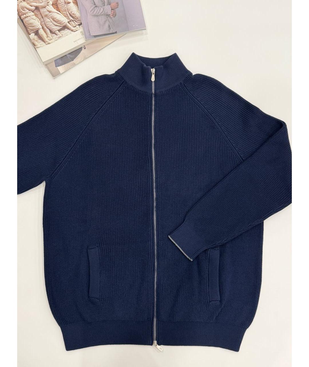 BRUNELLO CUCINELLI Синий хлопковый кардиган, фото 2