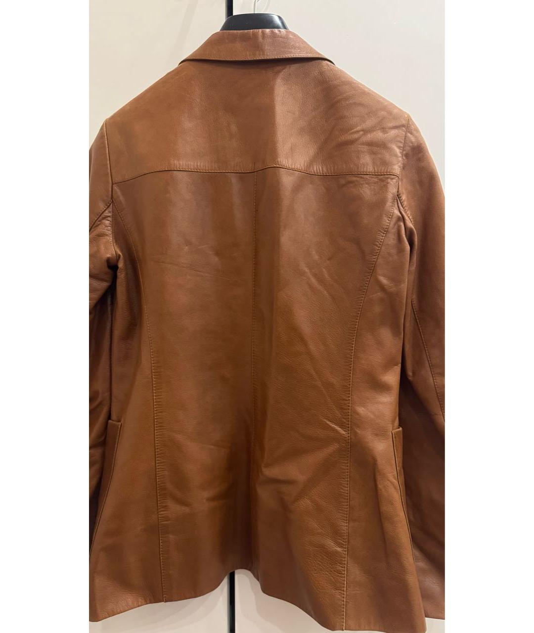 PRADA Горчичный кожаный жакет/пиджак, фото 2