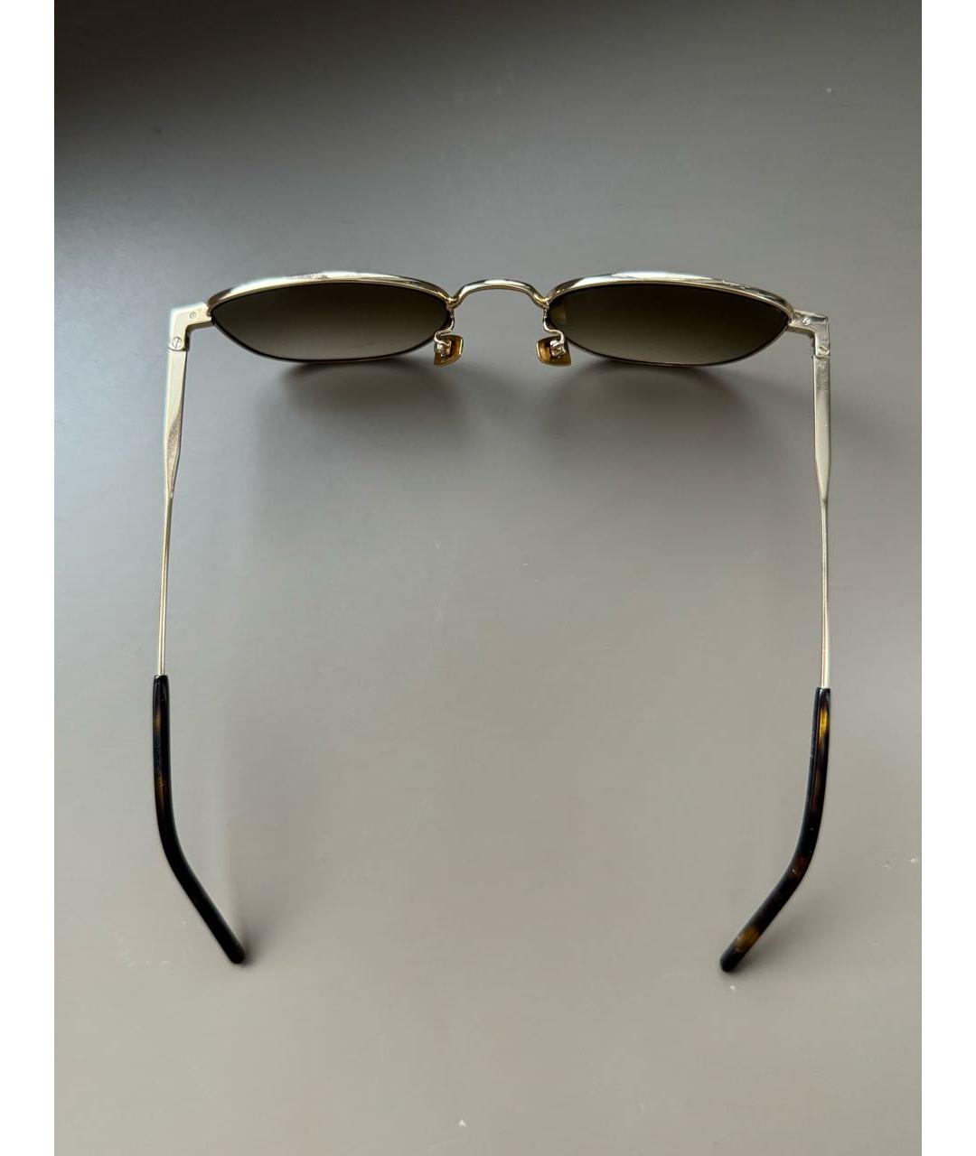 SAINT LAURENT Коричневые металлические солнцезащитные очки, фото 5