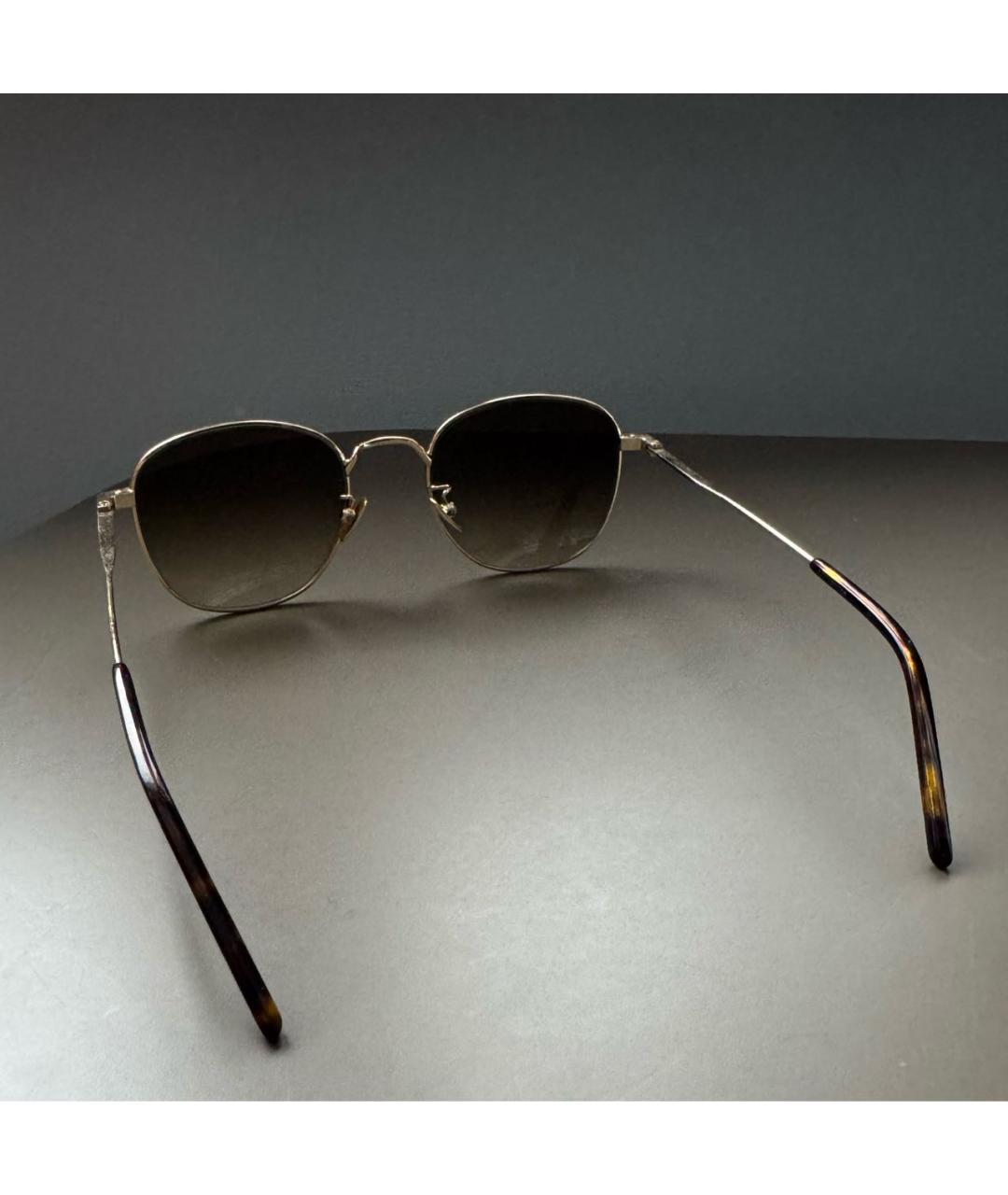 SAINT LAURENT Коричневые металлические солнцезащитные очки, фото 8