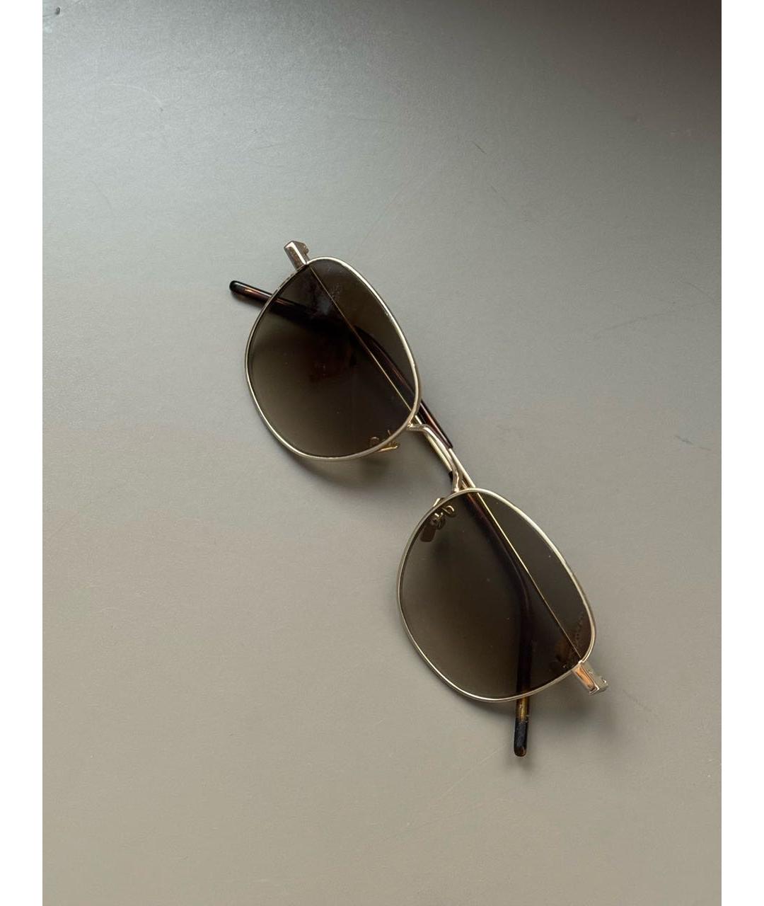 SAINT LAURENT Коричневые металлические солнцезащитные очки, фото 3