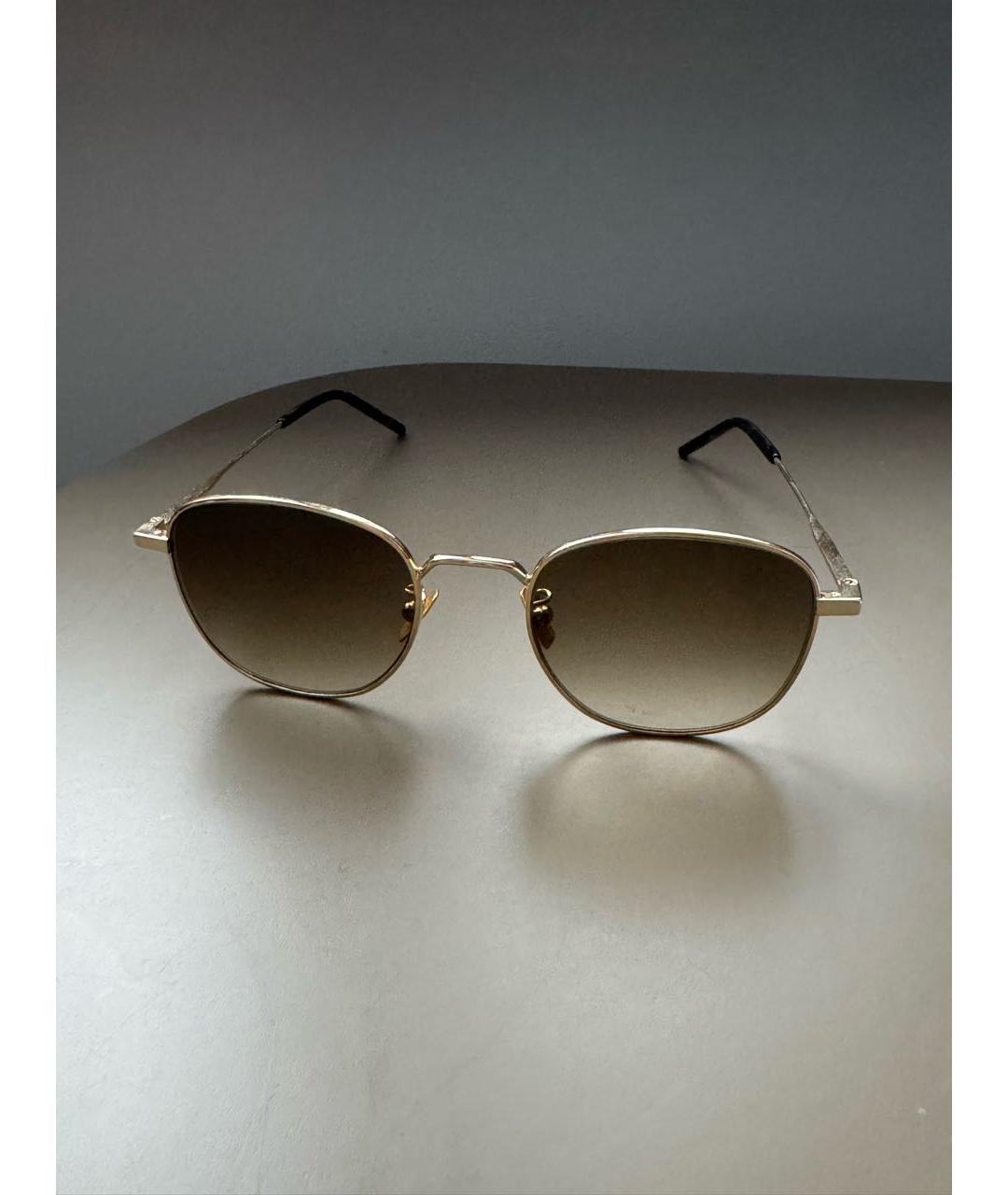 SAINT LAURENT Коричневые металлические солнцезащитные очки, фото 2
