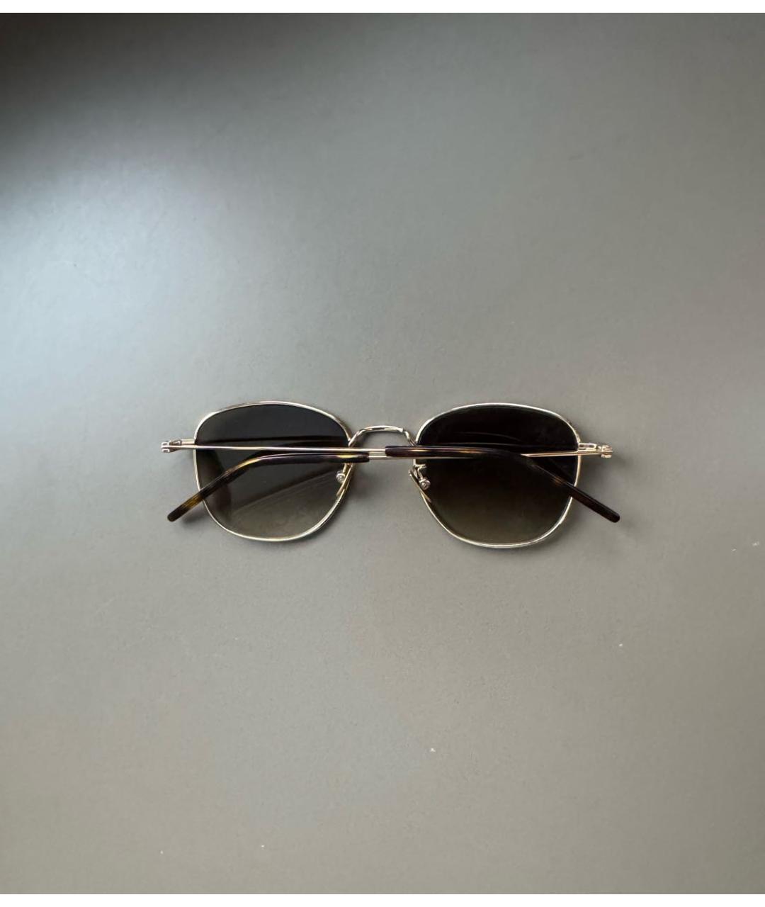 SAINT LAURENT Коричневые металлические солнцезащитные очки, фото 7