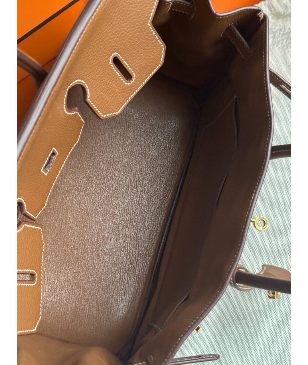 HERMES Коричневая кожаная сумка с короткими ручками, фото 4