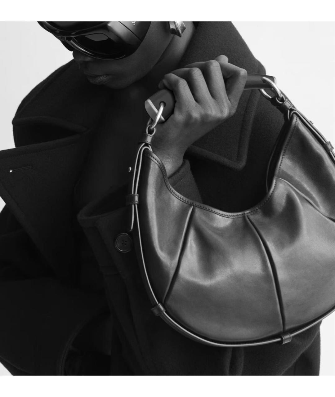 SAINT LAURENT Черная кожаная сумка с короткими ручками, фото 2