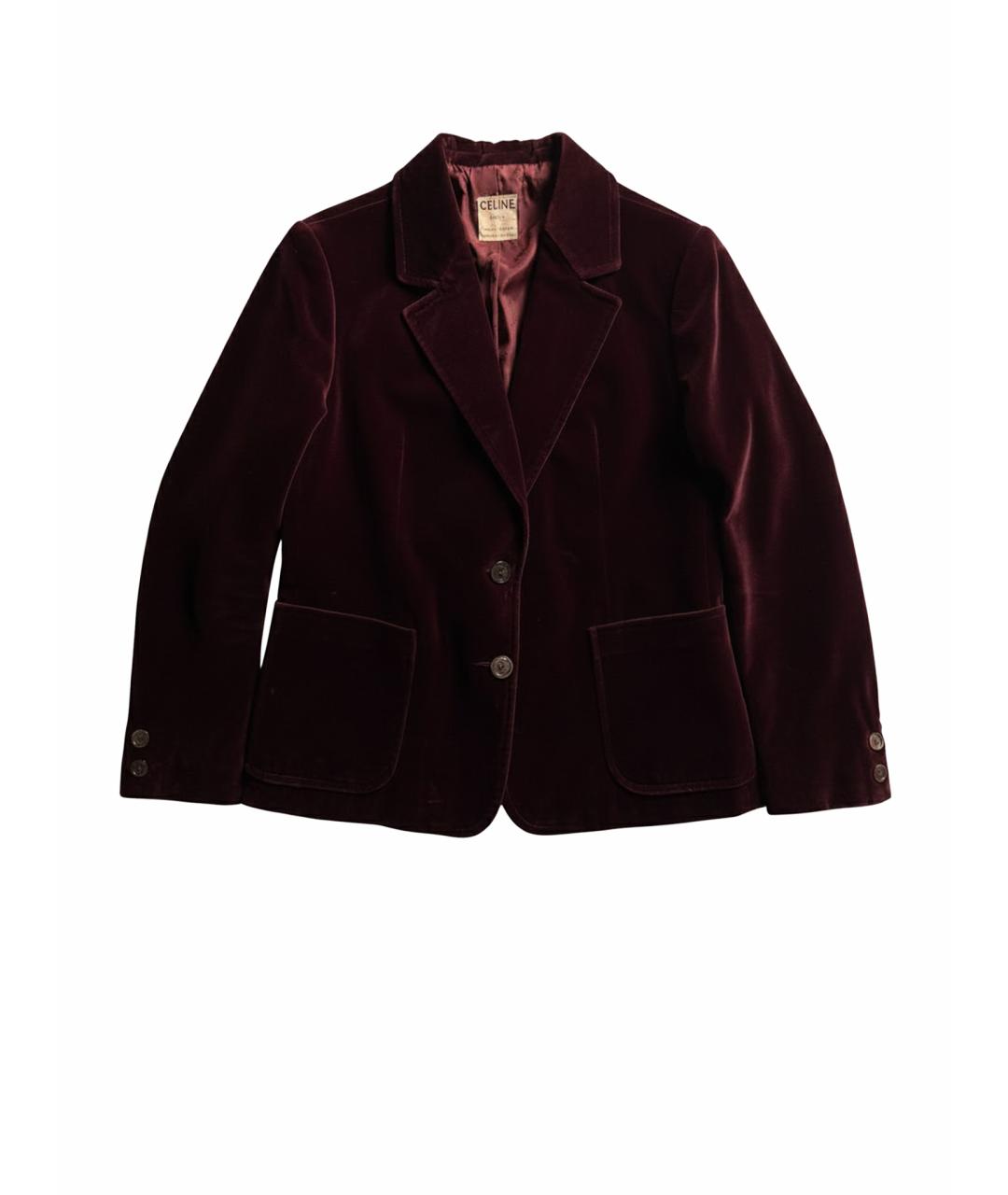 CELINE Бордовый бархатный жакет/пиджак, фото 10