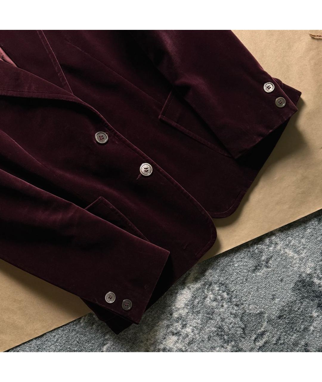 CELINE Бордовый бархатный жакет/пиджак, фото 6