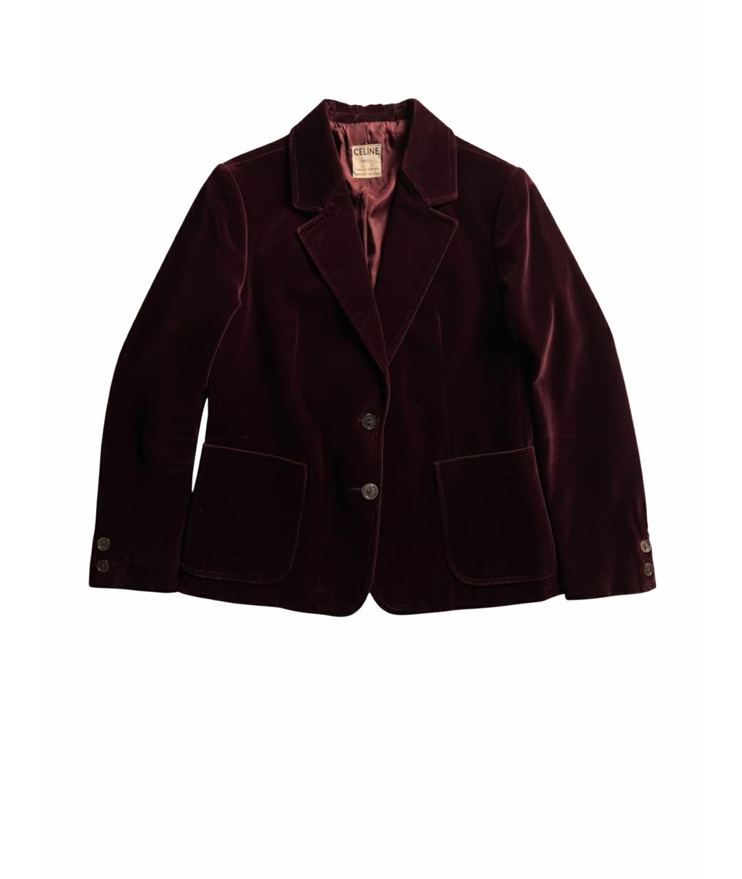 CELINE Бордовый бархатный жакет/пиджак, фото 1