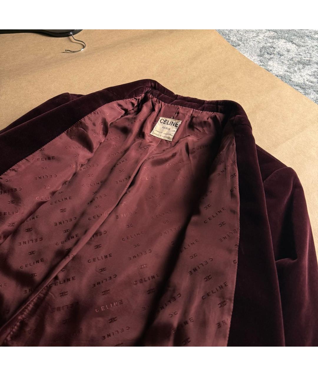 CELINE Бордовый бархатный жакет/пиджак, фото 7