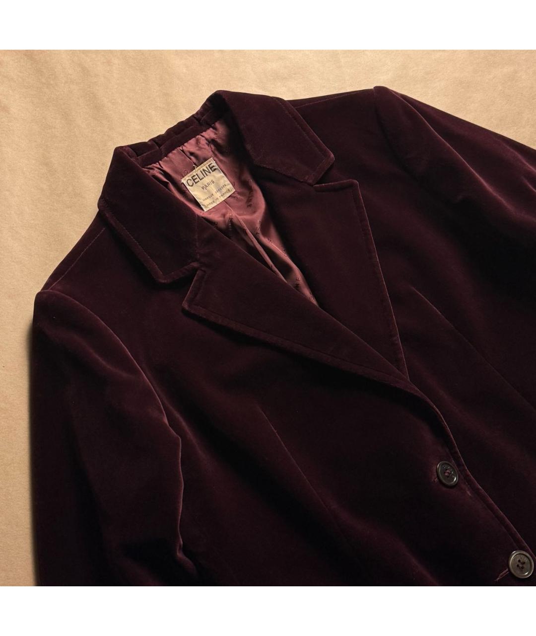 CELINE Бордовый бархатный жакет/пиджак, фото 5