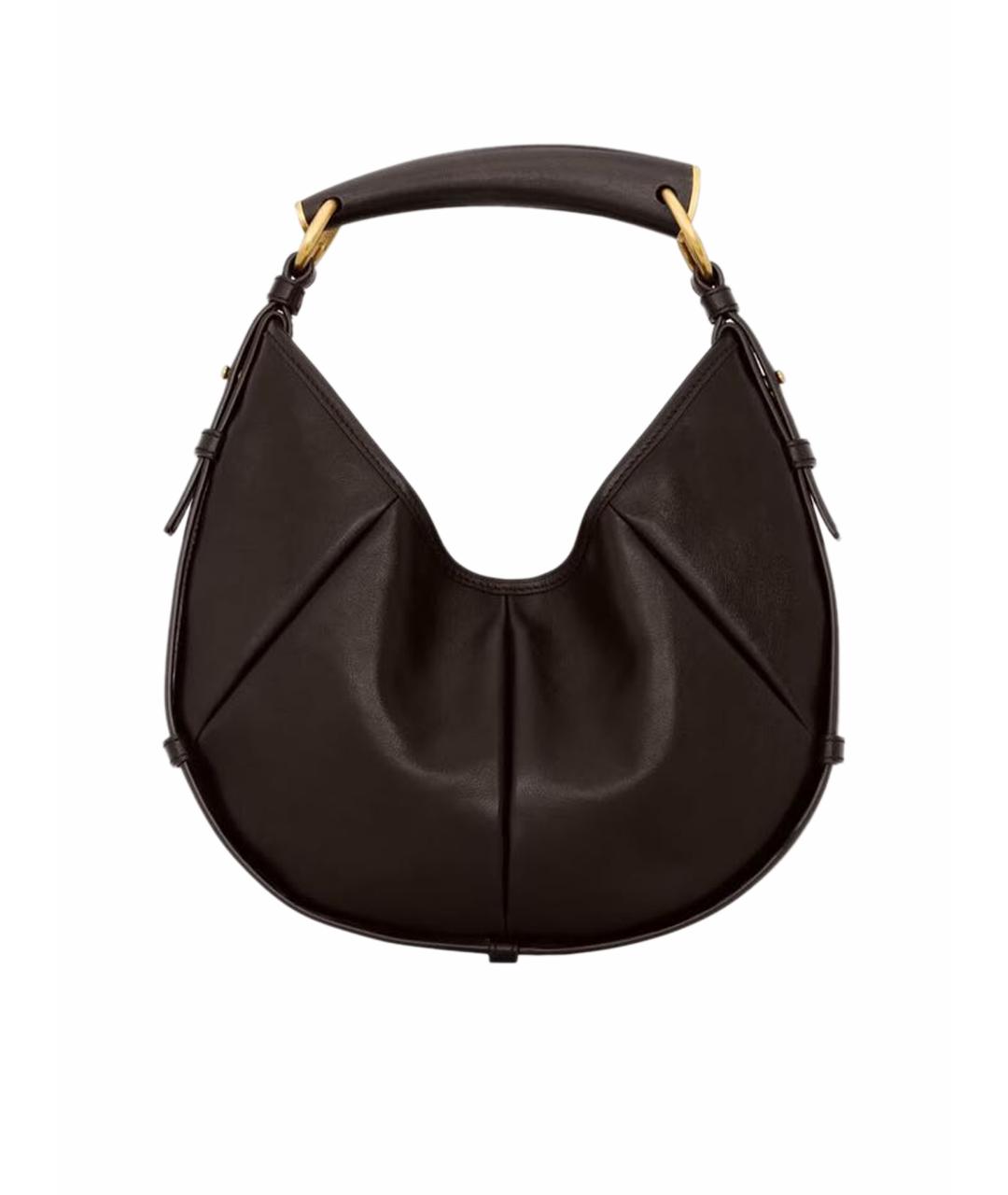 SAINT LAURENT Коричневая кожаная сумка с короткими ручками, фото 1