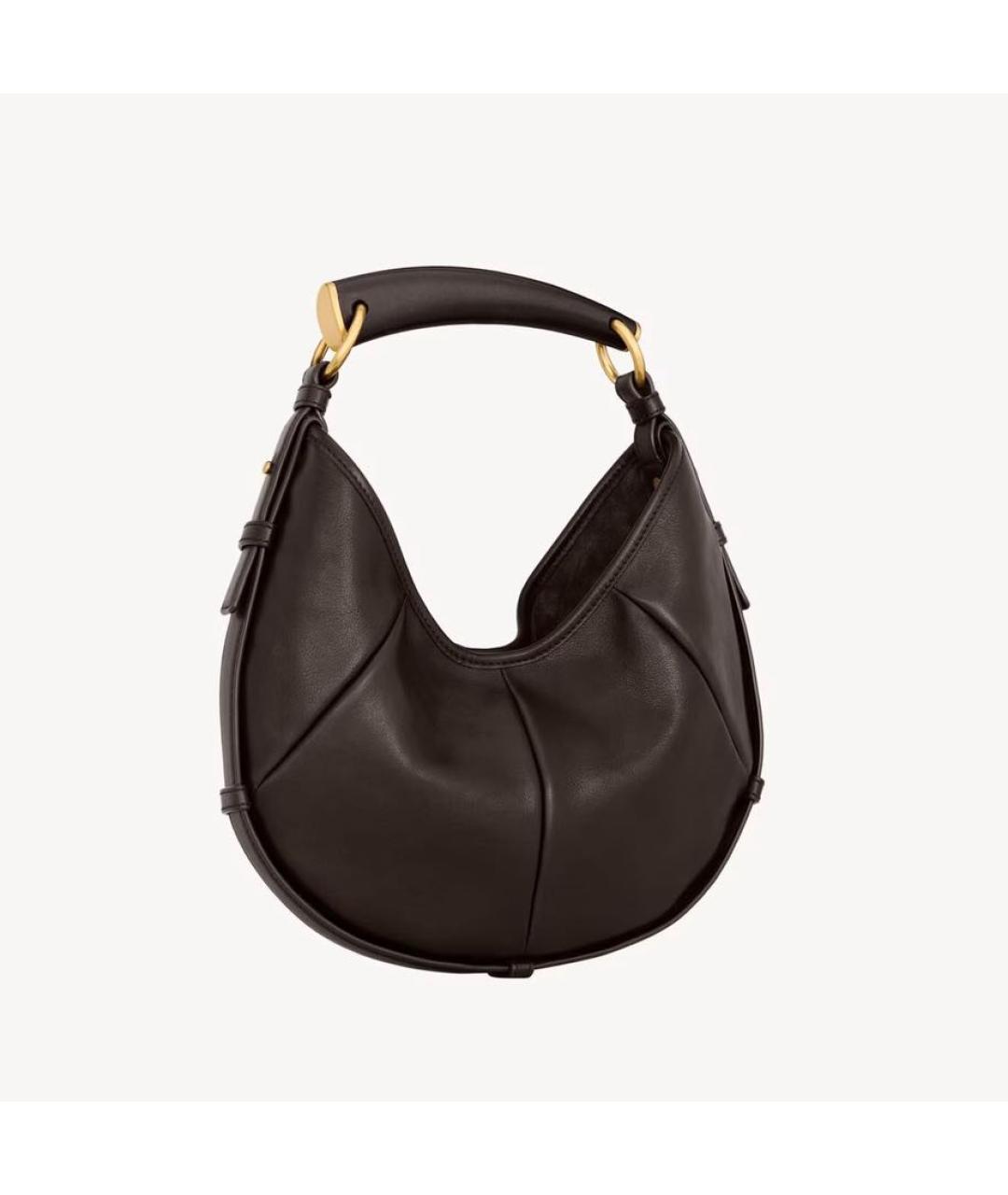 SAINT LAURENT Коричневая кожаная сумка с короткими ручками, фото 3