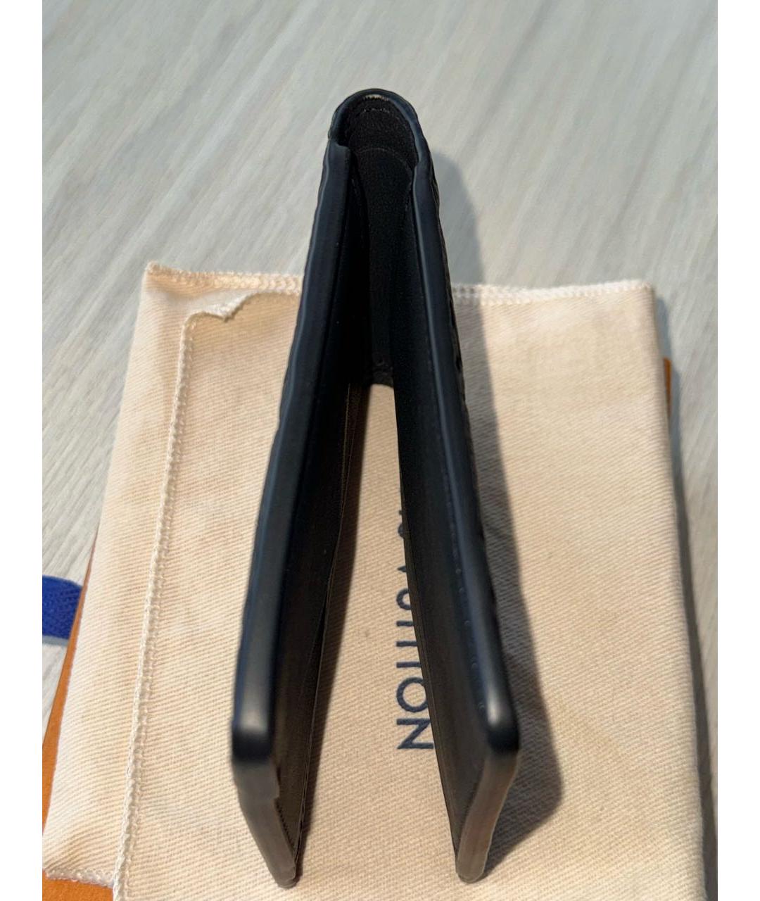 LOUIS VUITTON Черный кожаный кошелек, фото 7