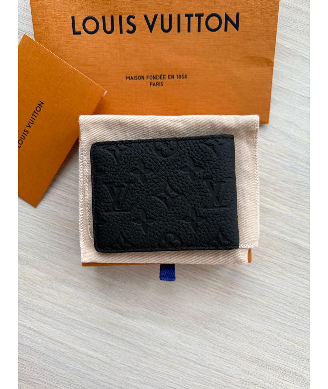 LOUIS VUITTON Черный кожаный кошелек, фото 2