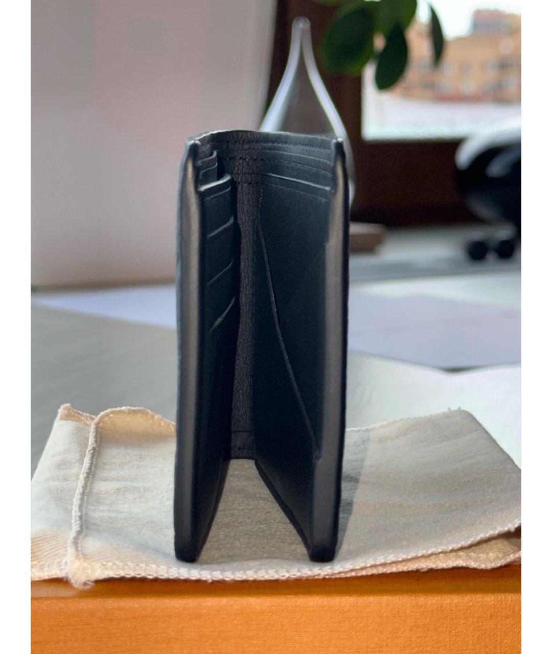 LOUIS VUITTON Черный кожаный кошелек, фото 5