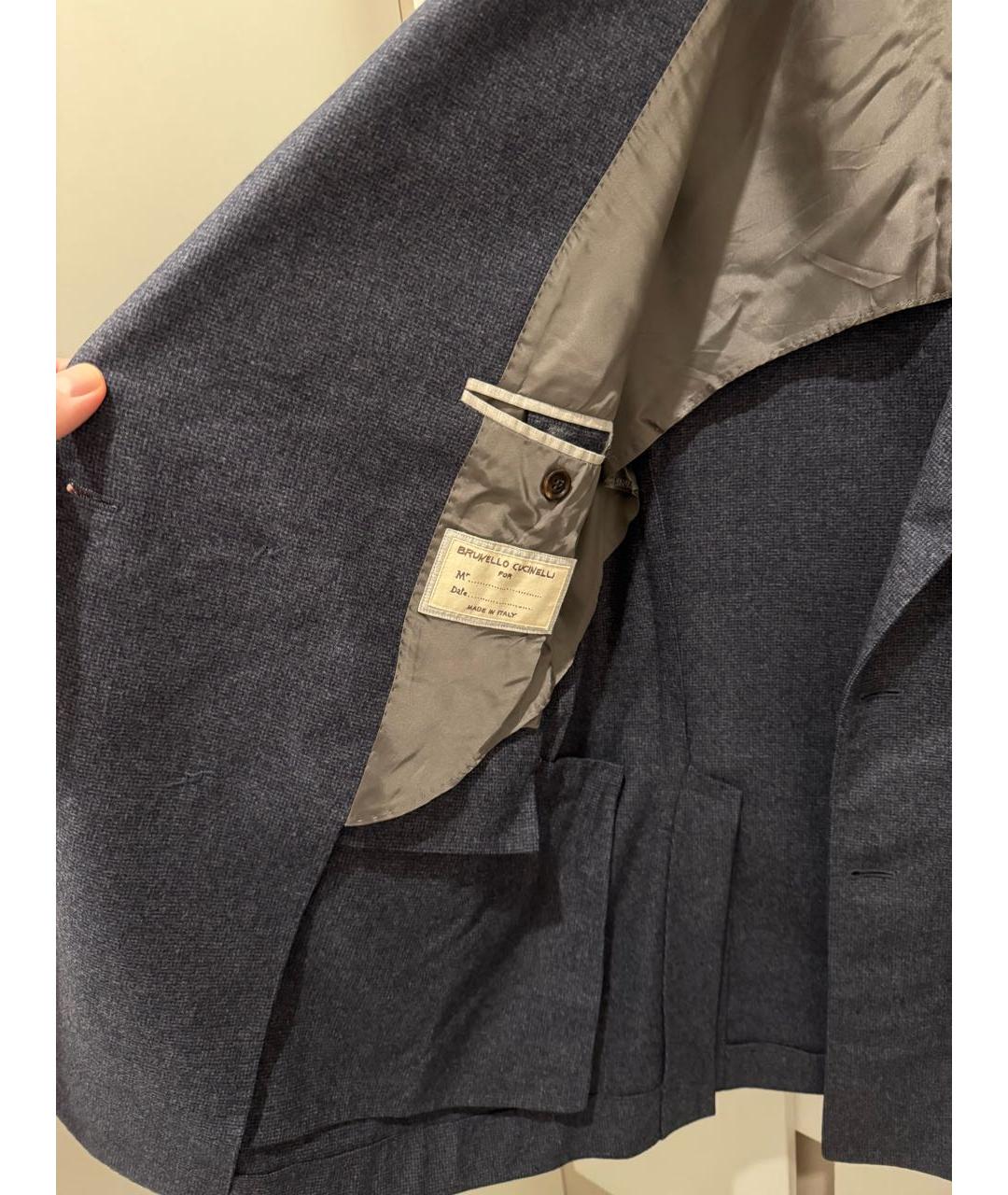 BRUNELLO CUCINELLI Темно-синий шерстяной пиджак, фото 3