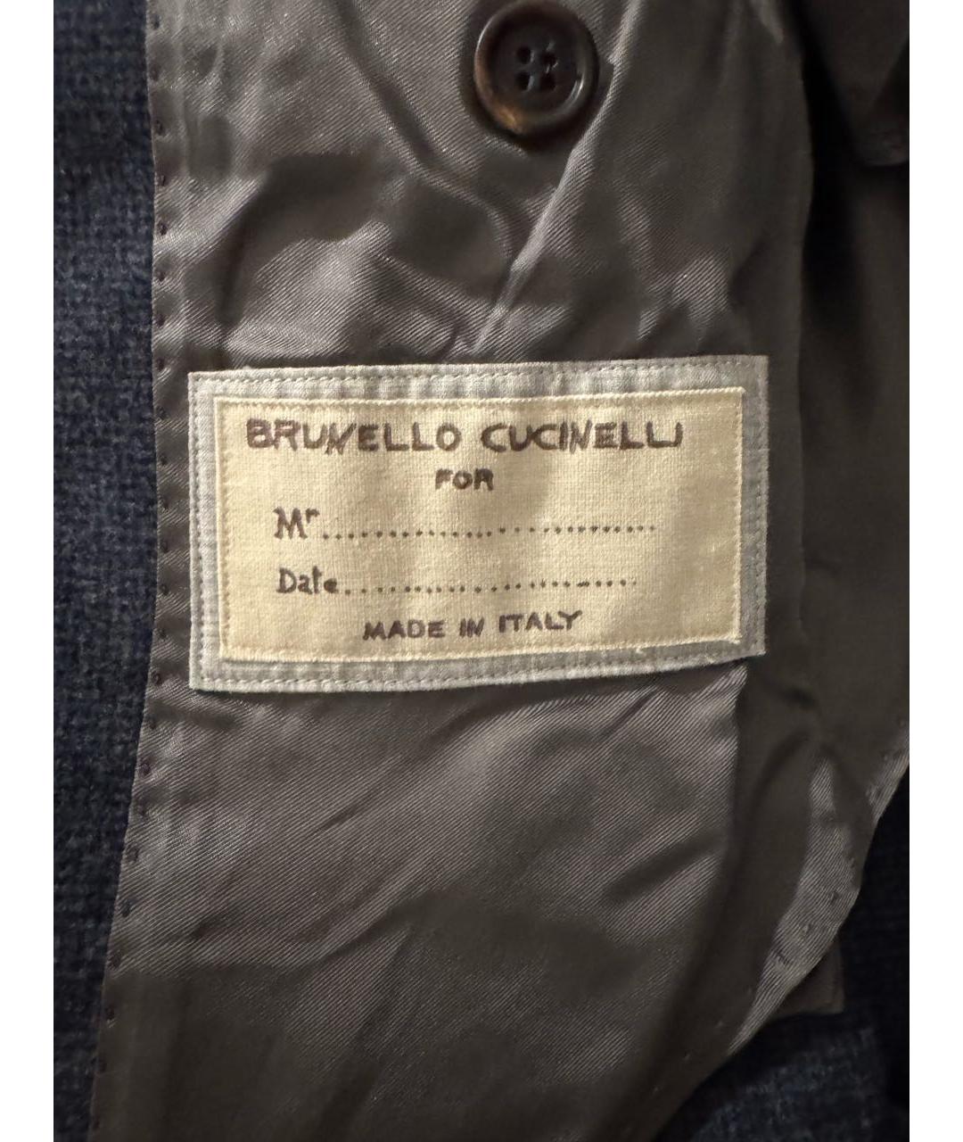 BRUNELLO CUCINELLI Темно-синий шерстяной пиджак, фото 5